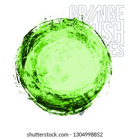 Green brush stroke and texture. Grunge vector abstract hand - painted element. Underline and border design.