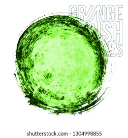 Green brush stroke and texture. Grunge vector abstract hand - painted element. Underline and border design.