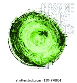 Green brush stroke and texture. Grunge vector abstract hand - painted element. Underline and border design.