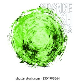 Green brush stroke and texture. Grunge vector abstract hand - painted element. Underline and border design.