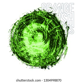 Green brush stroke and texture. Grunge vector abstract hand - painted element. Underline and border design.