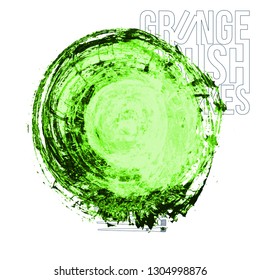 Green brush stroke and texture. Grunge vector abstract hand - painted element. Underline and border design.