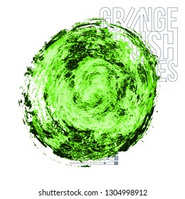 Green brush stroke and texture. Grunge vector abstract hand - painted element. Underline and border design.