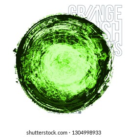 Green brush stroke and texture. Grunge vector abstract hand - painted element. Underline and border design.