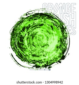Green brush stroke and texture. Grunge vector abstract hand - painted element. Underline and border design.