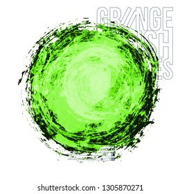 Green brush stroke and texture. Grunge vector abstract hand - painted element. Underline and border design.