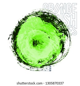 Green brush stroke and texture. Grunge vector abstract hand - painted element. Underline and border design.