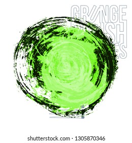 Green brush stroke and texture. Grunge vector abstract hand - painted element. Underline and border design.