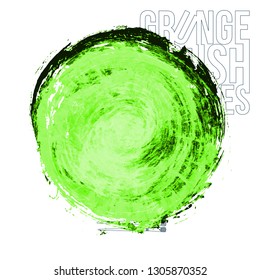 Green brush stroke and texture. Grunge vector abstract hand - painted element. Underline and border design.