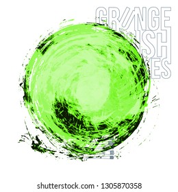 Green brush stroke and texture. Grunge vector abstract hand - painted element. Underline and border design.