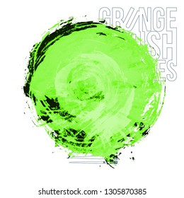 Green brush stroke and texture. Grunge vector abstract hand - painted element. Underline and border design.