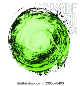 Green brush stroke and texture. Grunge vector abstract hand - painted element. Underline and border design.