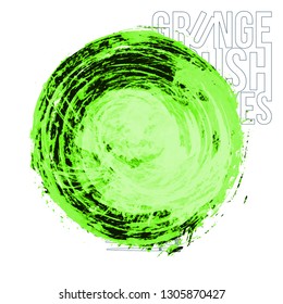 Green brush stroke and texture. Grunge vector abstract hand - painted element. Underline and border design.
