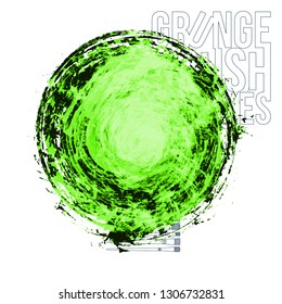 Green brush stroke and texture. Grunge vector abstract hand - painted element. Underline and border design.