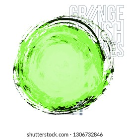 Green brush stroke and texture. Grunge vector abstract hand - painted element. Underline and border design.