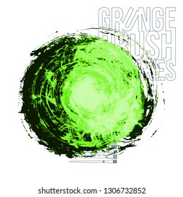 Green brush stroke and texture. Grunge vector abstract hand - painted element. Underline and border design.