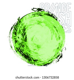 Green brush stroke and texture. Grunge vector abstract hand - painted element. Underline and border design.