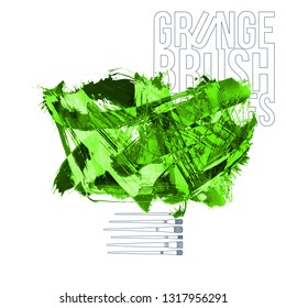 Green brush stroke and texture. Grunge vector abstract hand - painted element. Underline and border design.