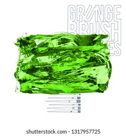 Green brush stroke and texture. Grunge vector abstract hand - painted element. Underline and border design.