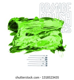 Green brush stroke and texture. Grunge vector abstract hand - painted element. Underline and border design.