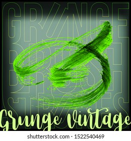 Green brush stroke and texture. Grunge vector abstract hand - painted element. Underline and border design.
