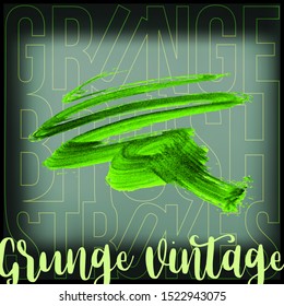 Green brush stroke and texture. Grunge vector abstract hand - painted element. Underline and border design.