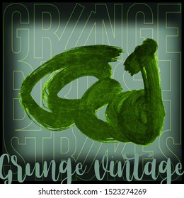 Green brush stroke and texture. Grunge vector abstract hand - painted element. Underline and border design.