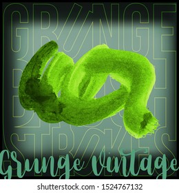 Green brush stroke and texture. Grunge vector abstract hand - painted element. Underline and border design.