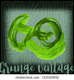 Green brush stroke and texture. Grunge vector abstract hand - painted element. Underline and border design.