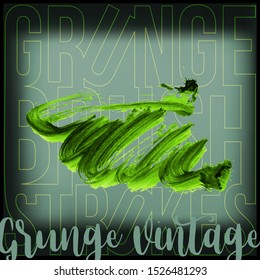 Green brush stroke and texture. Grunge vector abstract hand - painted element. Underline and border design.