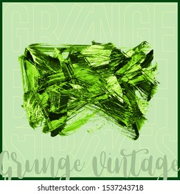 Green brush stroke and texture. Grunge vector abstract hand - painted element. Underline and border design.