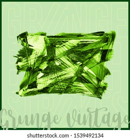Green brush stroke and texture. Grunge vector abstract hand - painted element. Underline and border design.