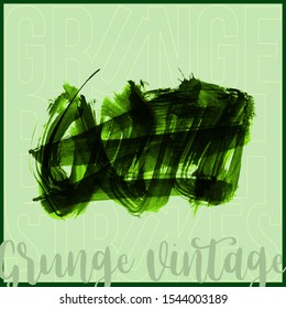 Green brush stroke and texture. Grunge vector abstract hand - painted element. Underline and border design.