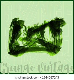 Green brush stroke and texture. Grunge vector abstract hand - painted element. Underline and border design.