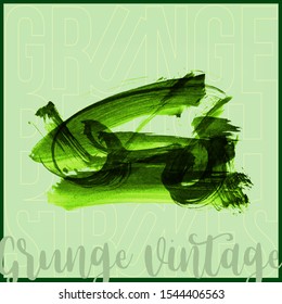 Green brush stroke and texture. Grunge vector abstract hand - painted element. Underline and border design.