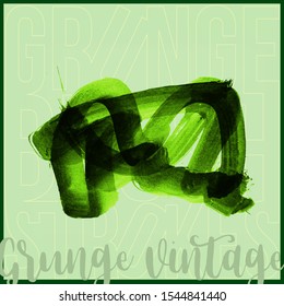 Green brush stroke and texture. Grunge vector abstract hand - painted element. Underline and border design.