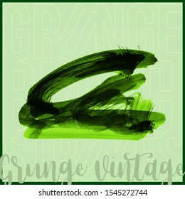 Green brush stroke and texture. Grunge vector abstract hand - painted element. Underline and border design.