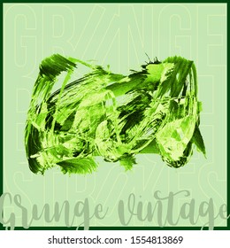 Green brush stroke and texture. Grunge vector abstract hand - painted element. Underline and border design.