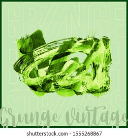 Green brush stroke and texture. Grunge vector abstract hand - painted element. Underline and border design.