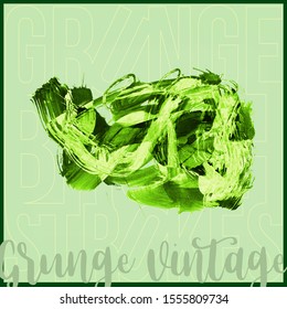 Green brush stroke and texture. Grunge vector abstract hand - painted element. Underline and border design.