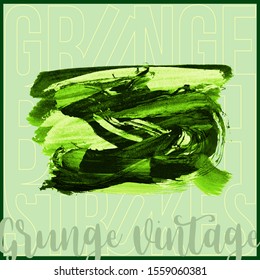 Green brush stroke and texture. Grunge vector abstract hand - painted element. Underline and border design.
