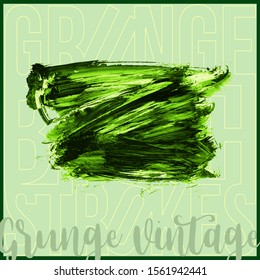 Green brush stroke and texture. Grunge vector abstract hand - painted element. Underline and border design.