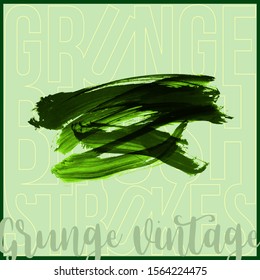 Green brush stroke and texture. Grunge vector abstract hand - painted element. Underline and border design.