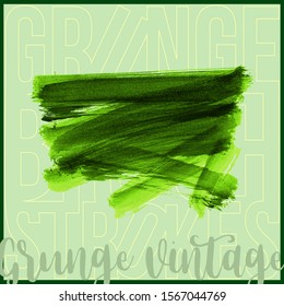 Green brush stroke and texture. Grunge vector abstract hand - painted element. Underline and border design.
