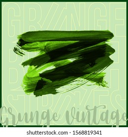 Green brush stroke and texture. Grunge vector abstract hand - painted element. Underline and border design.