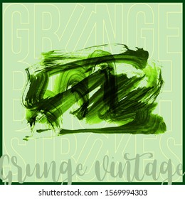 Green brush stroke and texture. Grunge vector abstract hand - painted element. Underline and border design.