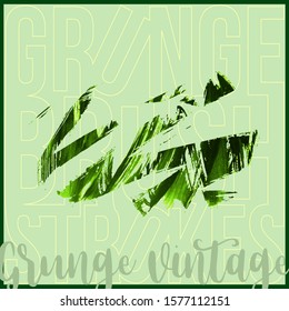 Green brush stroke and texture. Grunge vector abstract hand - painted element. Underline and border design.