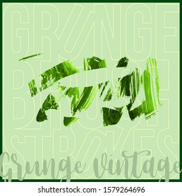 Green brush stroke and texture. Grunge vector abstract hand - painted element. Underline and border design.