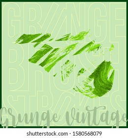 Green brush stroke and texture. Grunge vector abstract hand - painted element. Underline and border design.