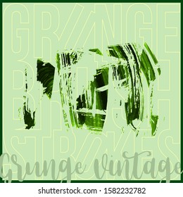 Green brush stroke and texture. Grunge vector abstract hand - painted element. Underline and border design.